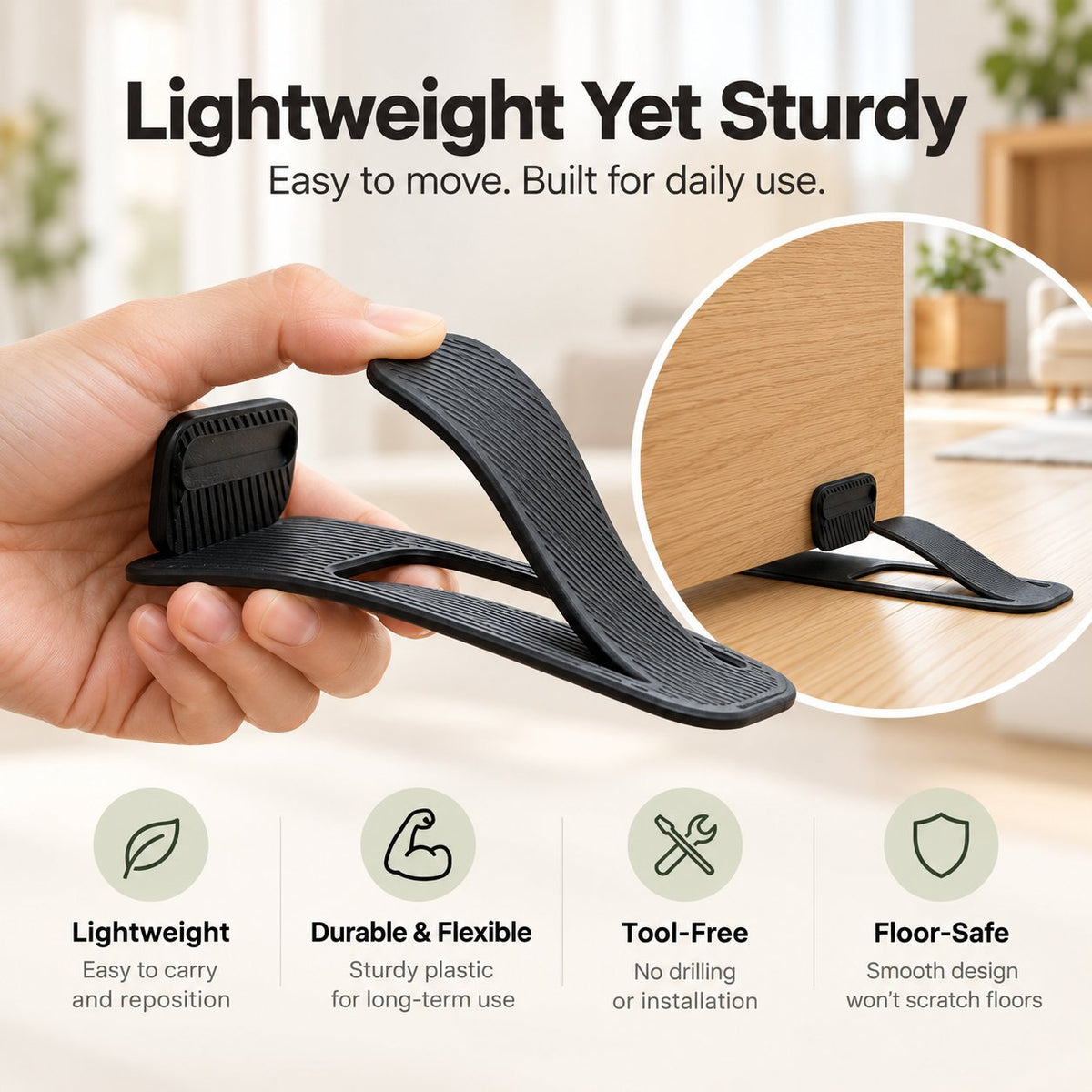 Slide. Grip. Protect: The Flexible Door Stopper