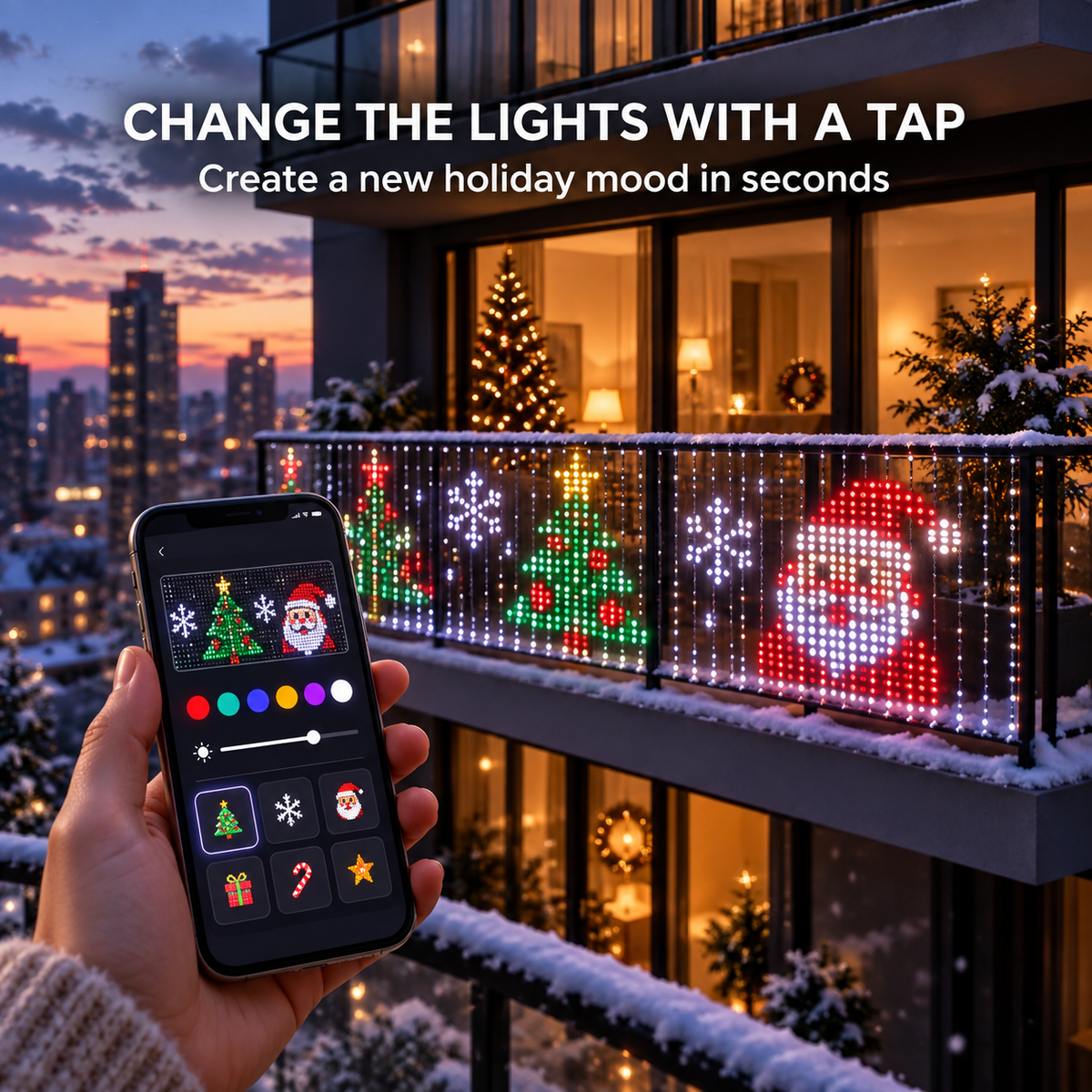 Save 54%+ FREE SHIPPING | Animated Christmas Curtain Lights – Turn Your Balcony Into a Holiday Show