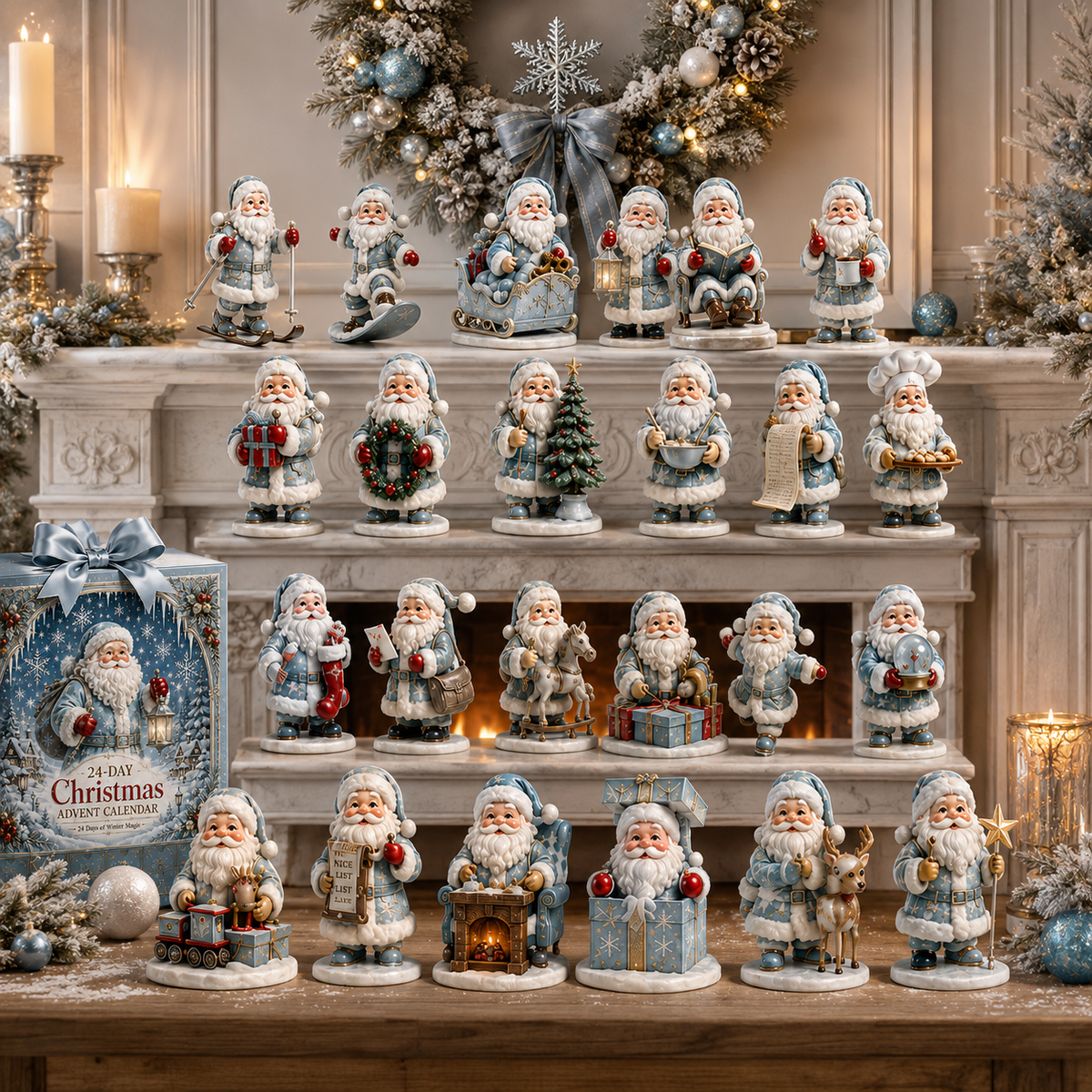 24-Day Christmas Countdown Advent Calendar –Icy Santa Claus Ornament