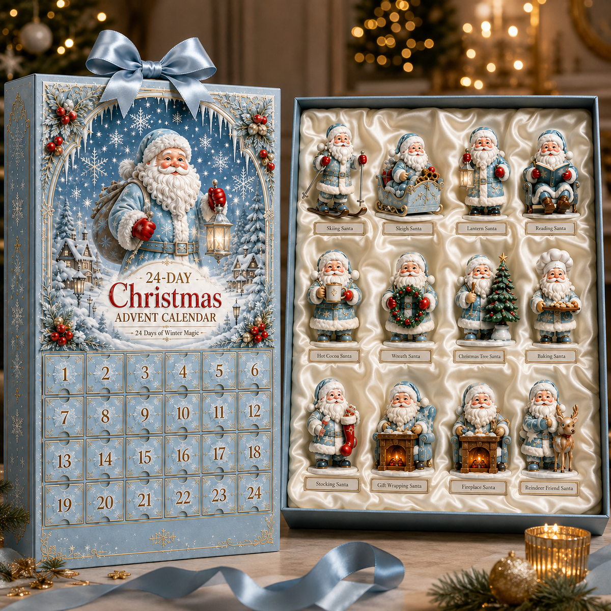 24-Day Christmas Countdown Advent Calendar –Icy Santa Claus Ornament
