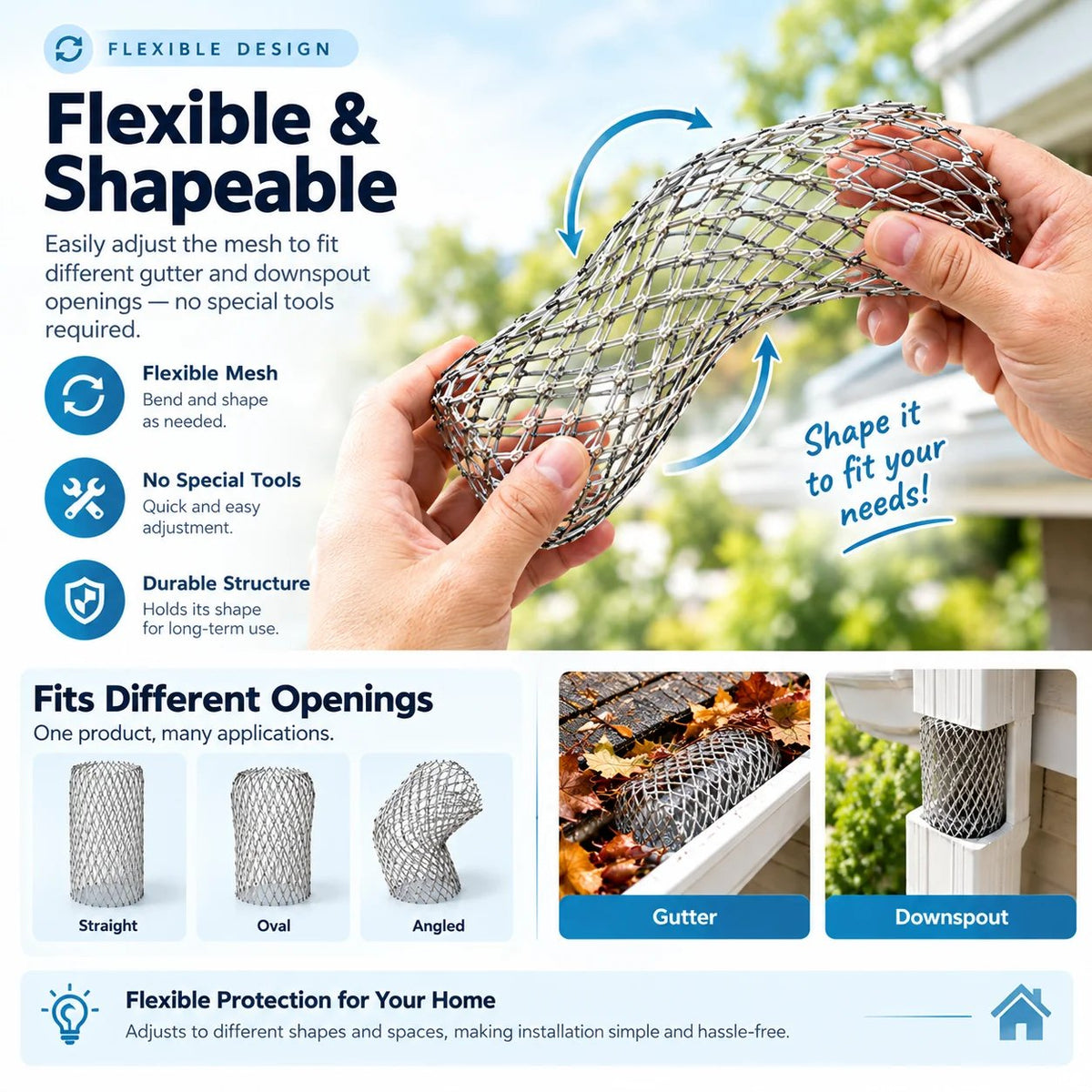 Flexible Aluminum Gutter Leaf Guard – Keep Leaves Out, Let Water Flow