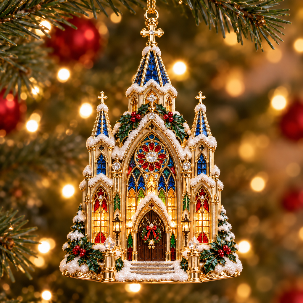 Christmas Church Ornament –  Faith-Inspired Snowy Chapel Keepsake Collection, Meaningful Christian Christmas Gift for Family & Loved Ones