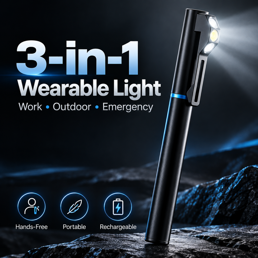 Compact Multifunction EDC Pen Light | 300 Lumens Dual LED Light | Aluminum Alloy Body | USB-C Rechargeable