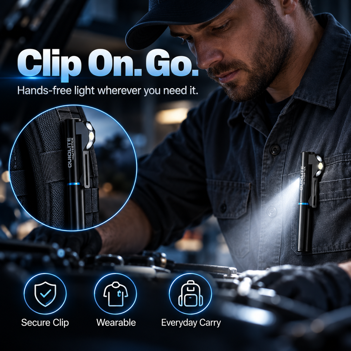 Compact Multifunction EDC Pen Light | 300 Lumens Dual LED Light | Aluminum Alloy Body | USB-C Rechargeable