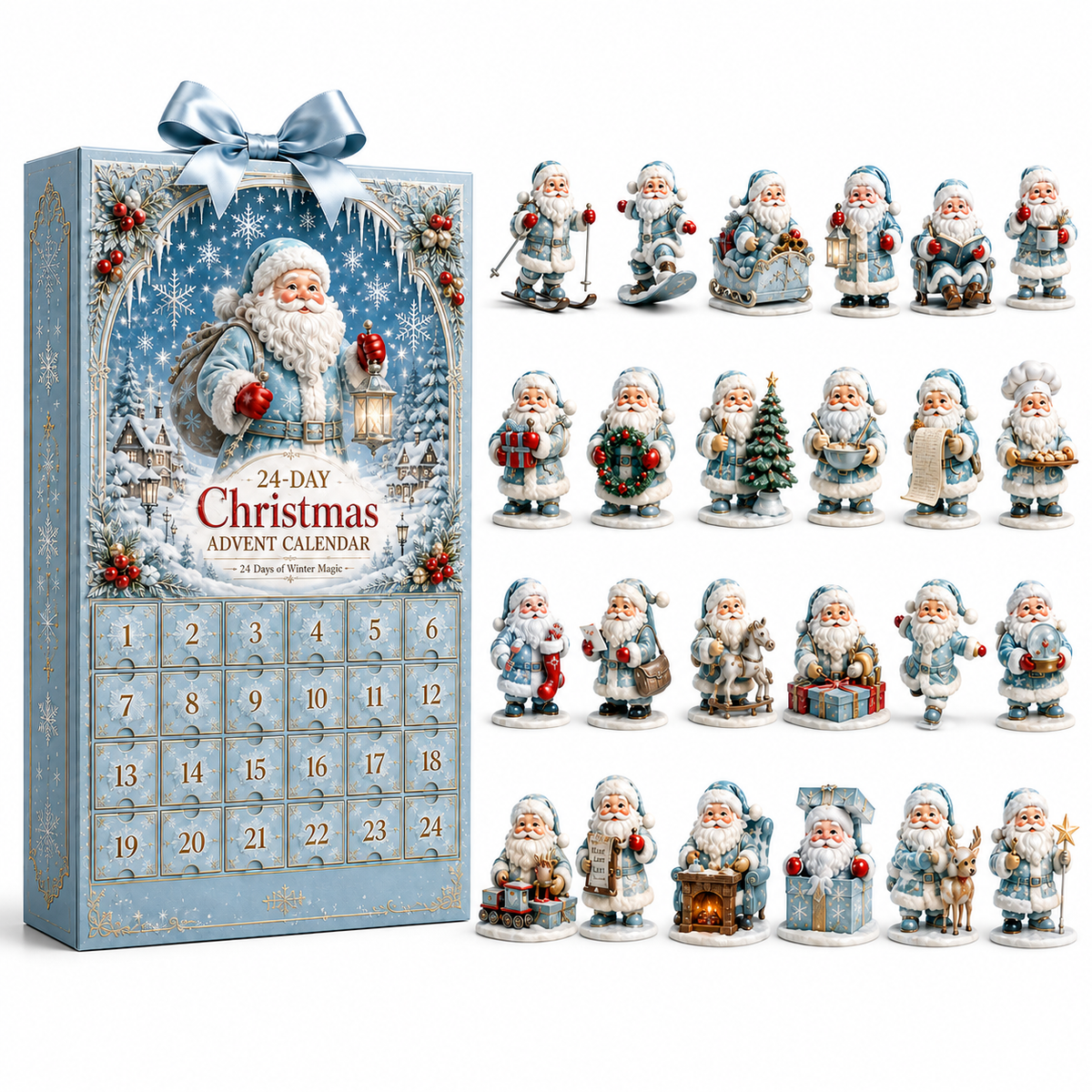 24-Day Christmas Countdown Advent Calendar –Icy Santa Claus Ornament