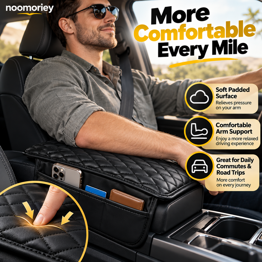 3-in-1 Car Armrest Cushion with Storage & Console Protection