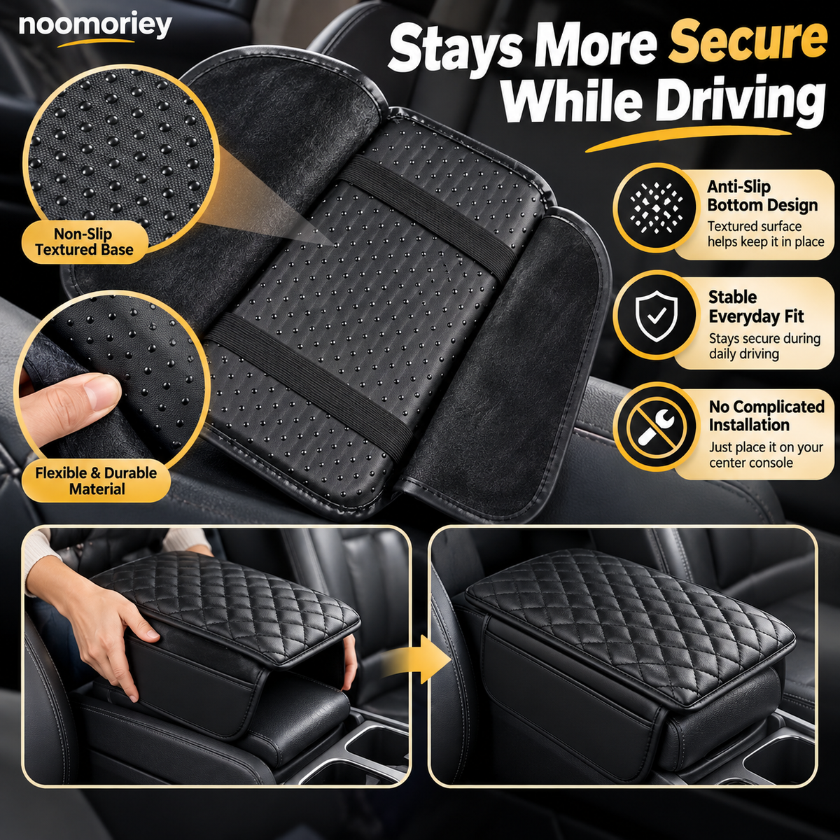 3-in-1 Car Armrest Cushion with Storage & Console Protection
