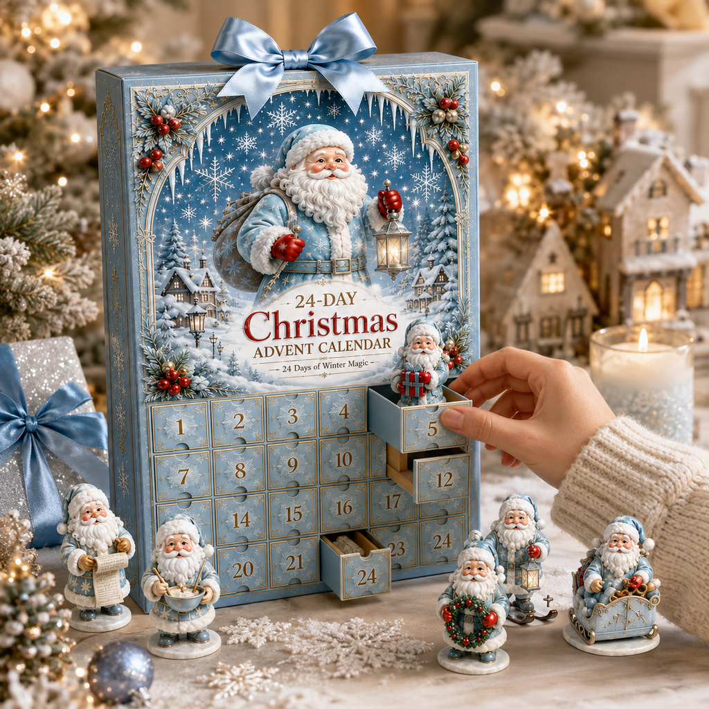 24-Day Christmas Countdown Advent Calendar –Icy Santa Claus Ornament