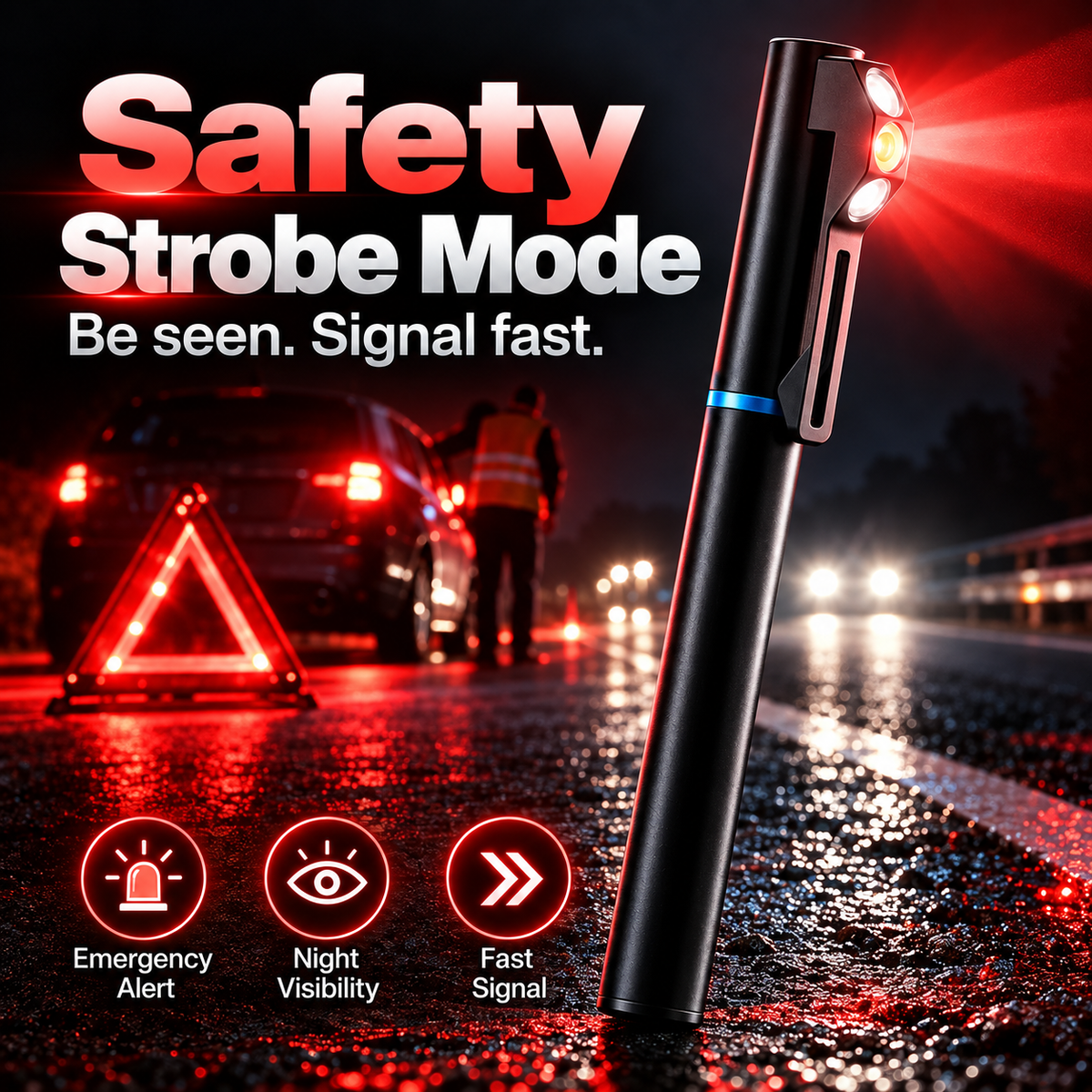 Compact Multifunction EDC Pen Light | 300 Lumens Dual LED Light | Aluminum Alloy Body | USB-C Rechargeable