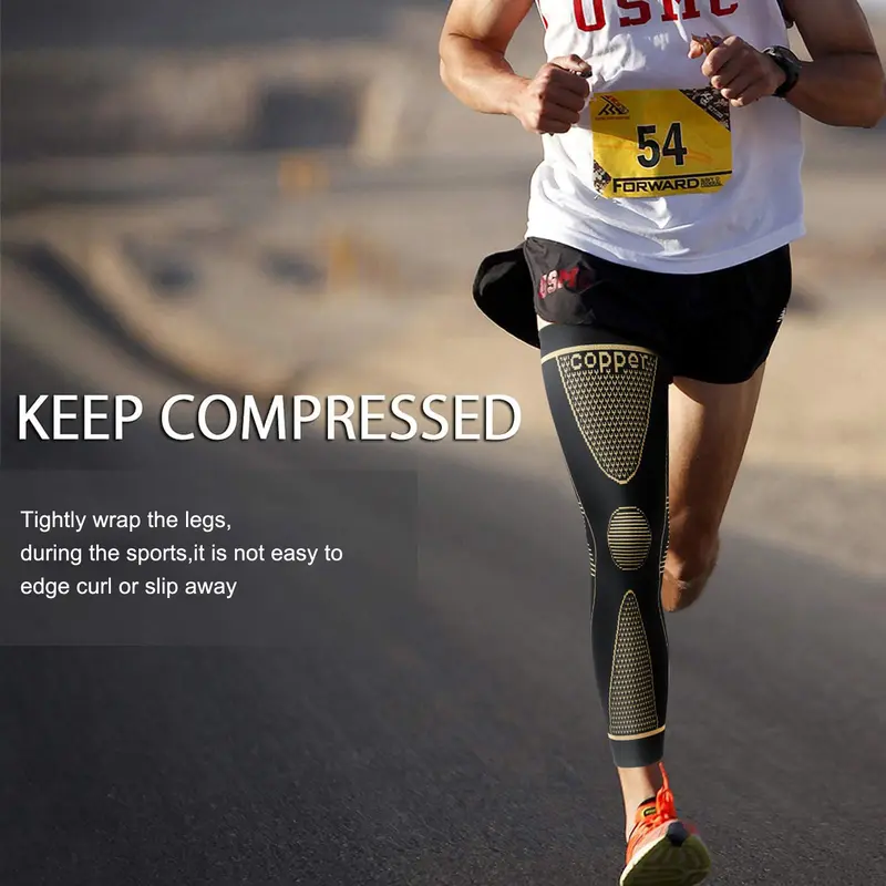 Copper Fiber Full-Leg Compression Sleeve – Unisex Support for Sports & Training