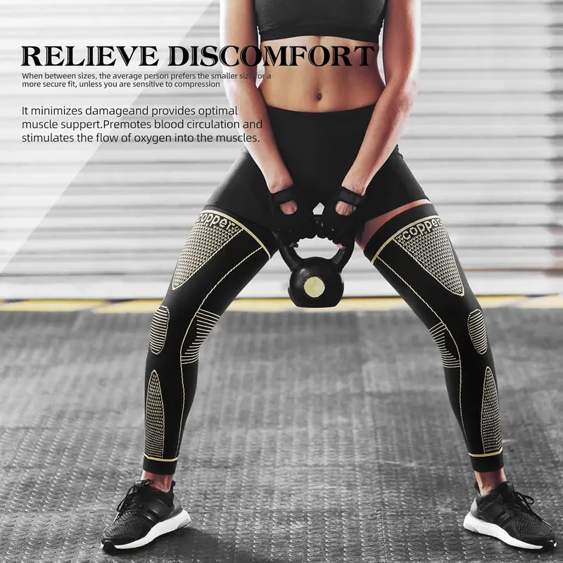 Copper Fiber Full-Leg Compression Sleeve – Unisex Support for Sports & Training