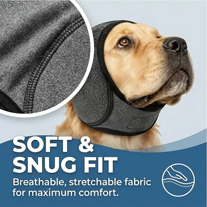 Dog Noise-Reducing Ear Wrap – Help Make Fireworks, Thunder & Grooming Less Overwhelming