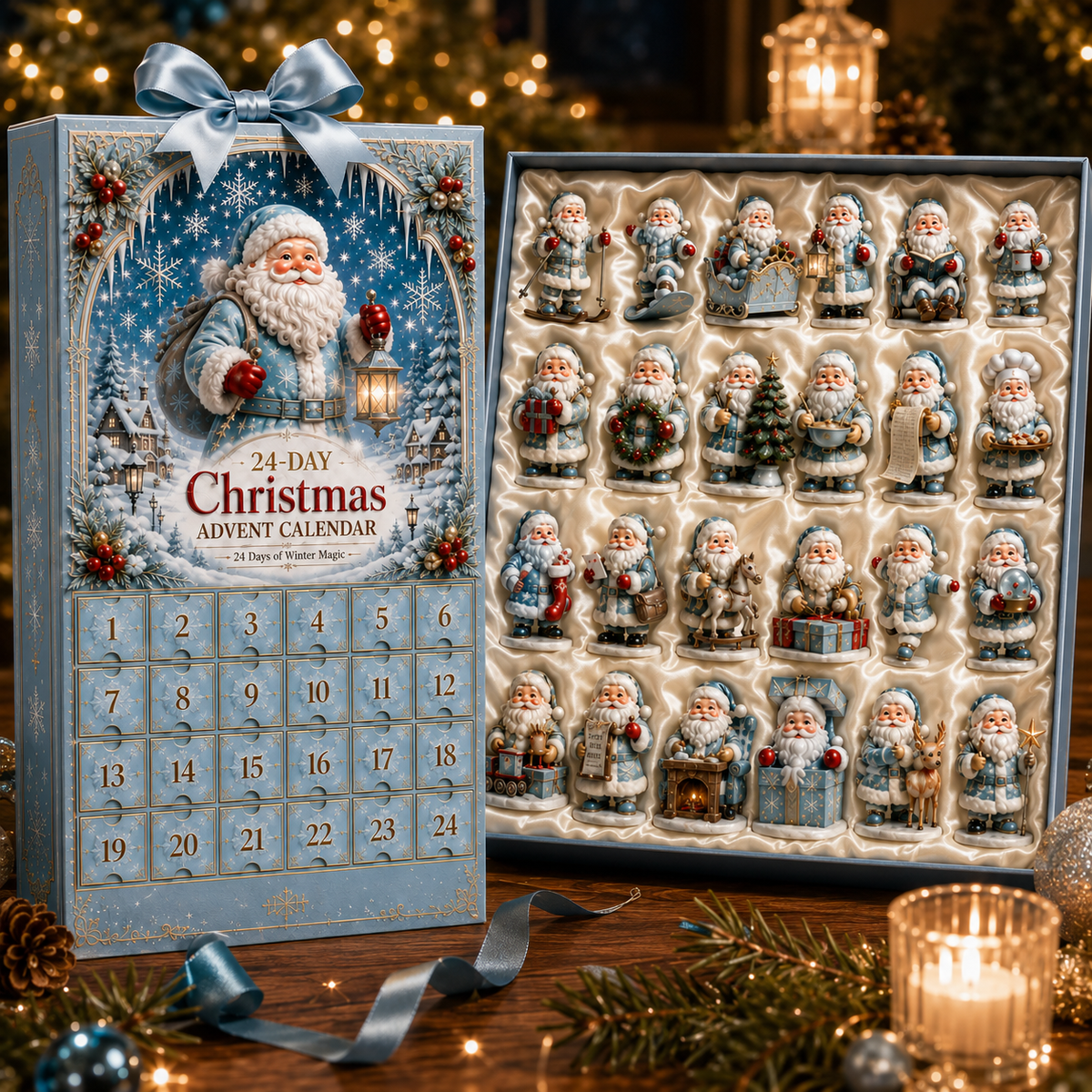 24-Day Christmas Countdown Advent Calendar –Icy Santa Claus Ornament