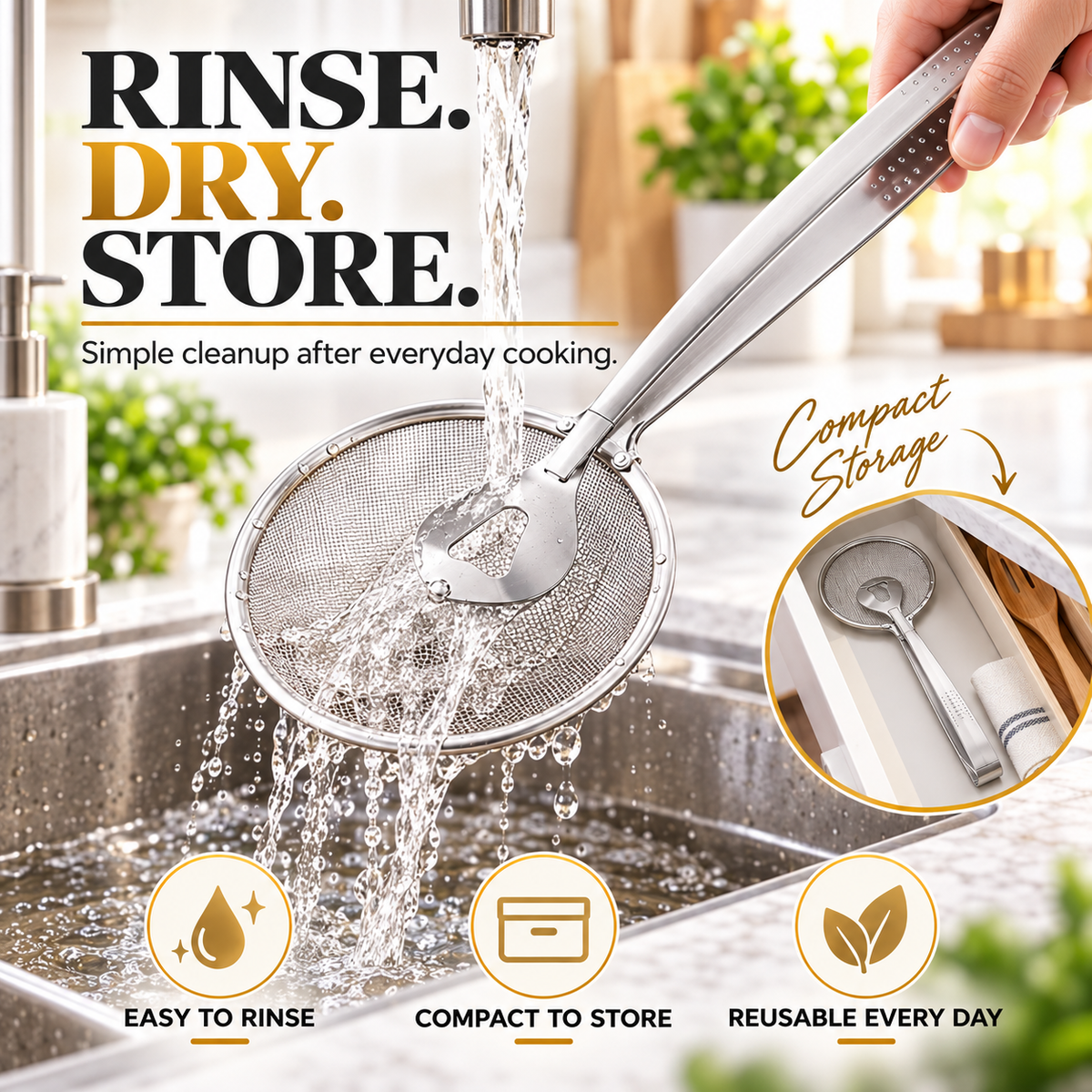 50% OFF Today 2-in-1 Spider Strainer Tongs for Frying & Draining