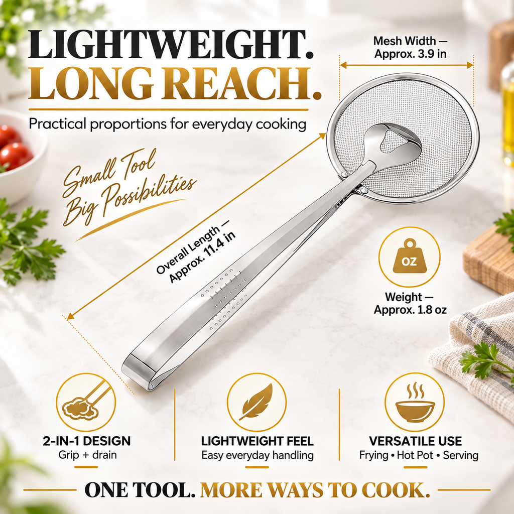 50% OFF Today 2-in-1 Spider Strainer Tongs for Frying & Draining