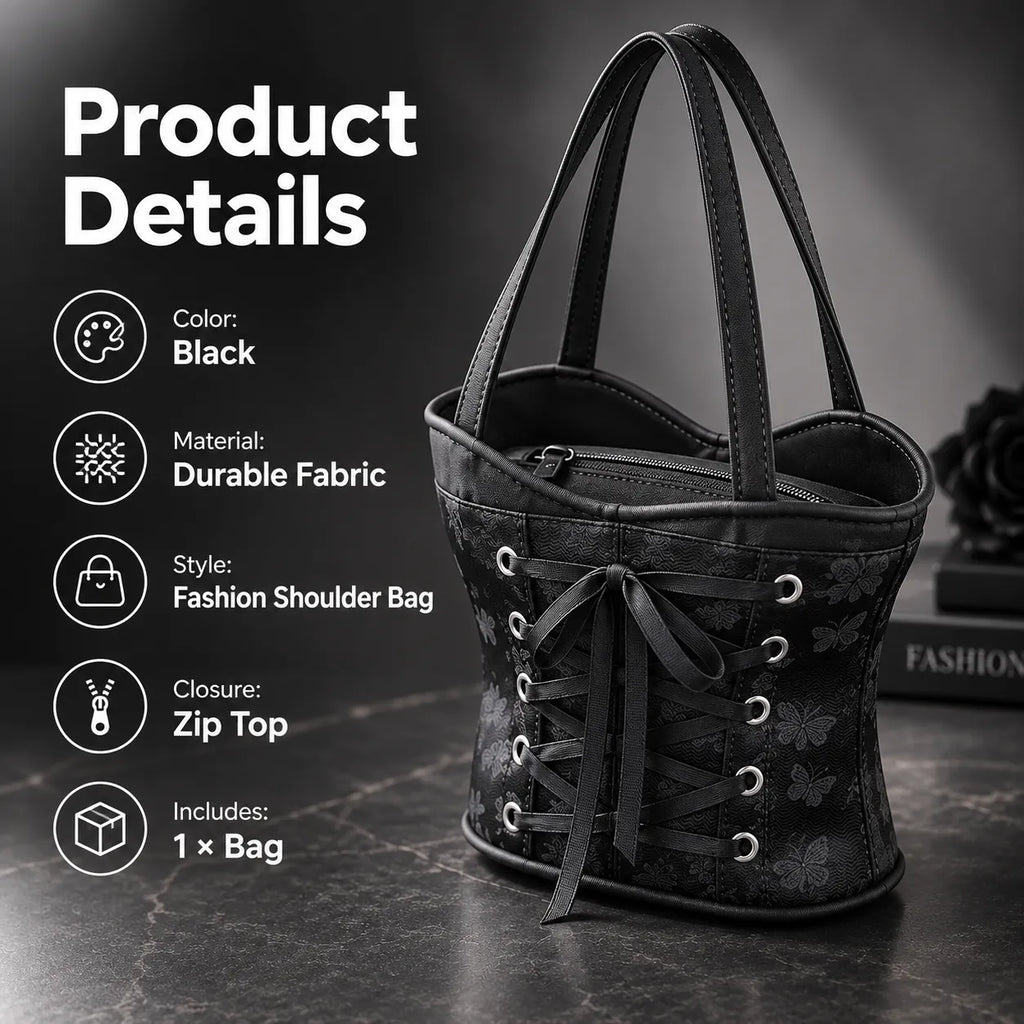 Corset-Style Handbag — Bold Lace-Up Design with a Chic Gothic Edge!