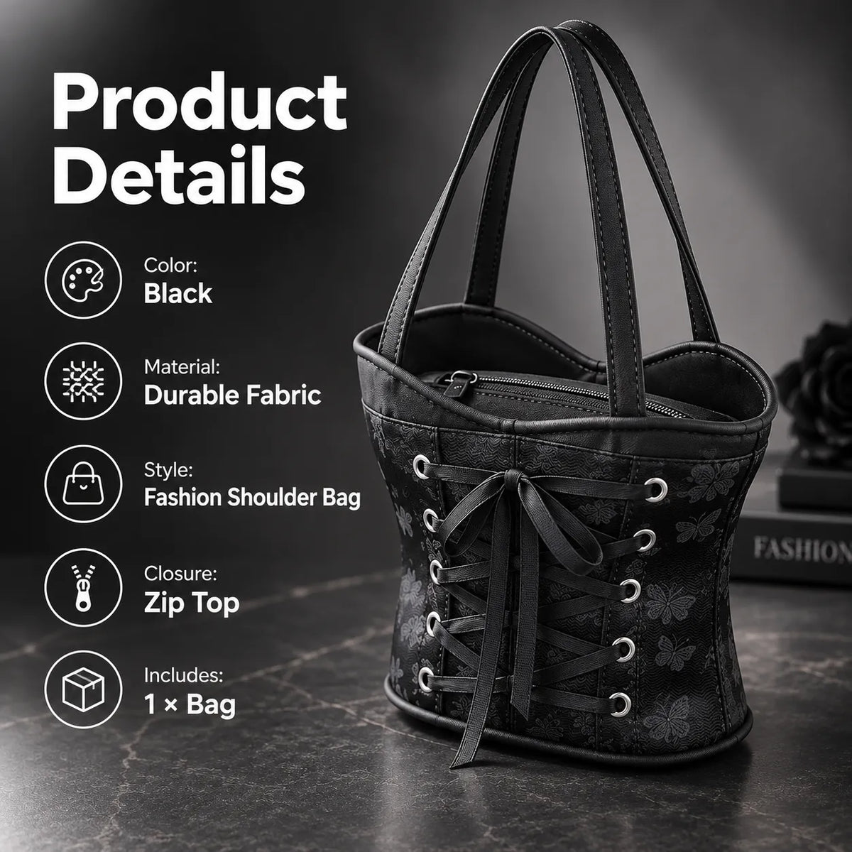 Corset-Style Handbag — Bold Lace-Up Design with a Chic Gothic Edge!