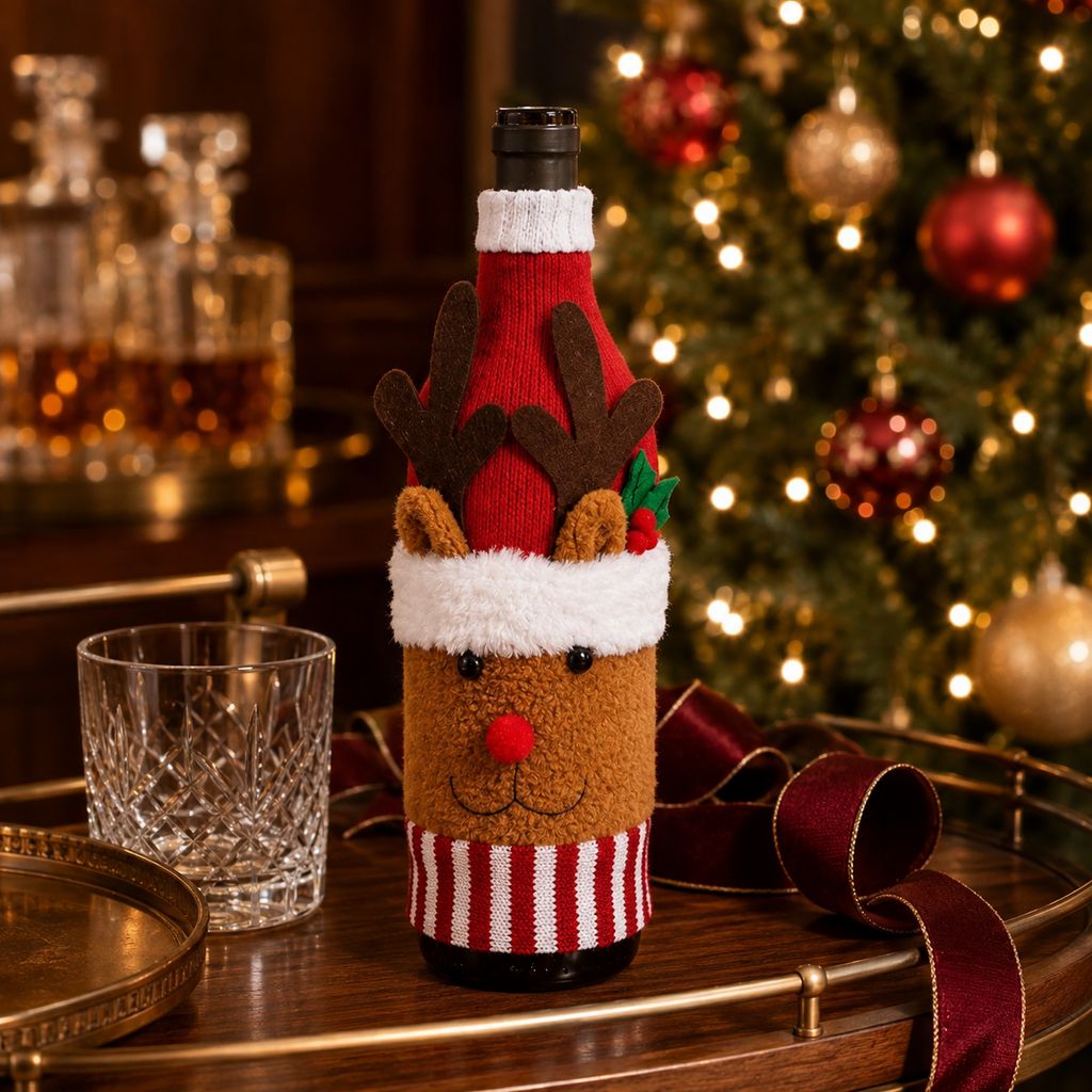Christmas Santa Claus Wine Bottle Cover Table Decor