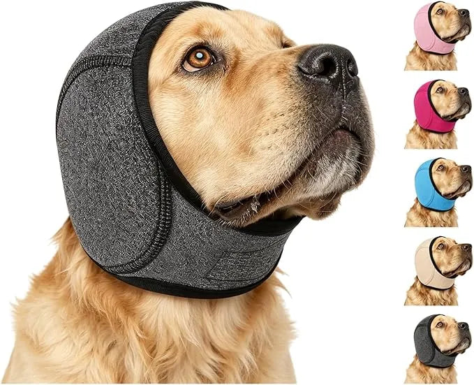 Dog Noise-Reducing Ear Wrap – Help Make Fireworks, Thunder & Grooming Less Overwhelming