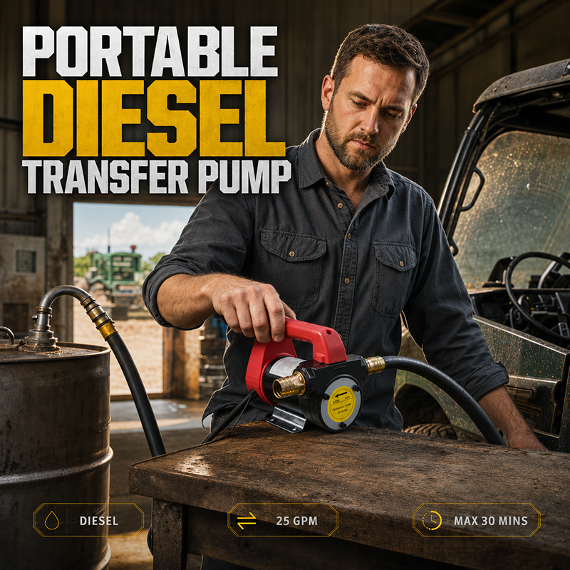 50% OFF NOW!  Diesel Transfer Pump – 25GPM Flow– Move Fuel Fast for Farms, Garages & Job Sites
